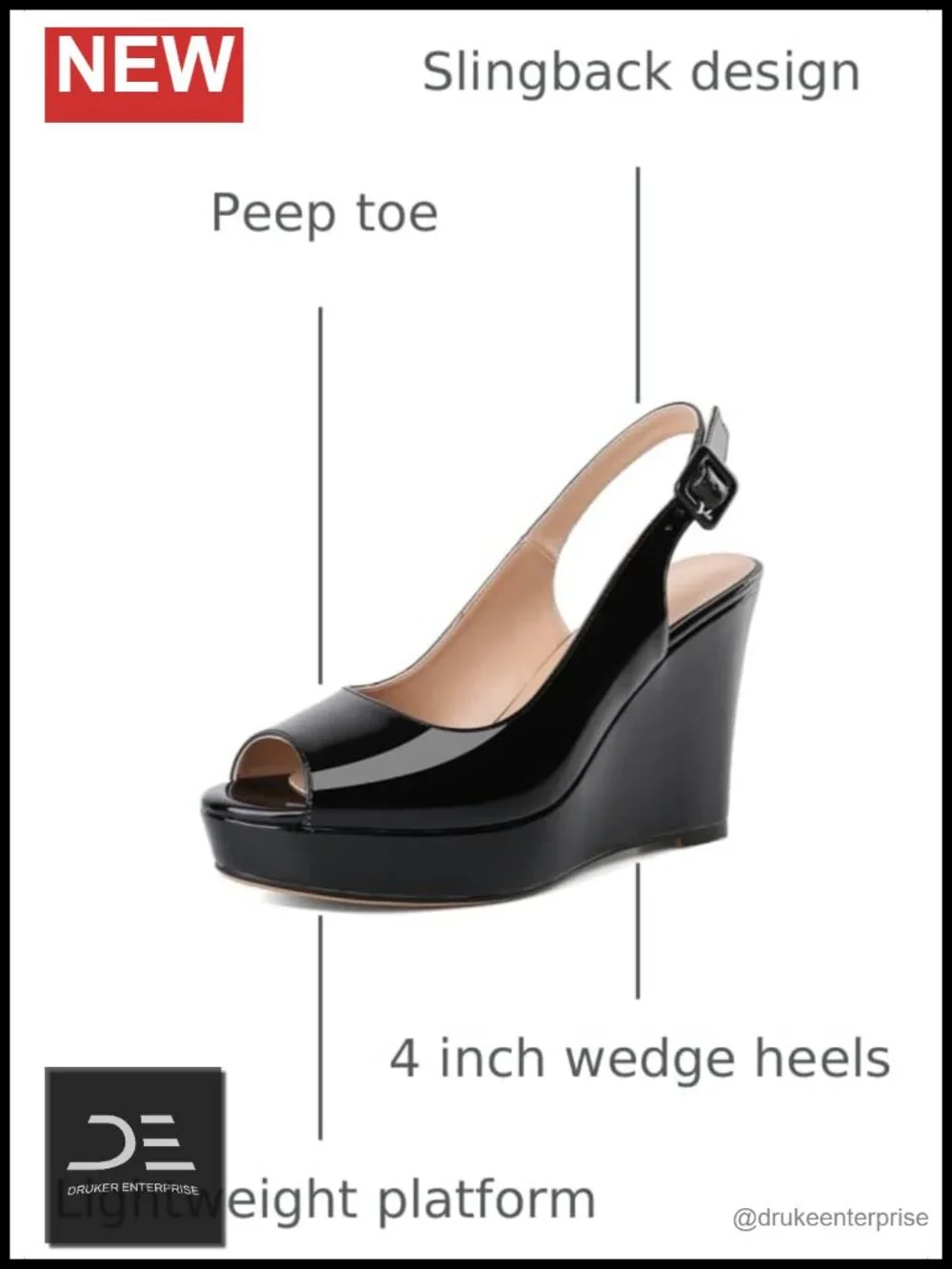 Women's Peep Toe Wedge Heels Slingback Platform High Pumps Party Dress Casual